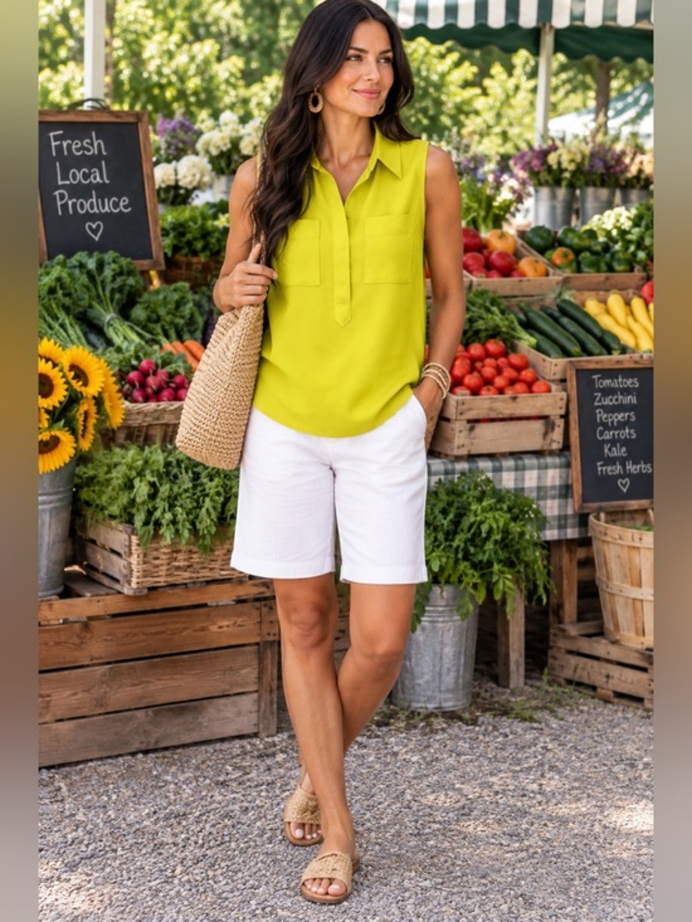 Minimalist Ann Taylor Petite Sleeveless Mustard Top Size SP Summer Pullover.
